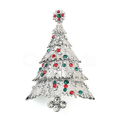 Christmas Theme Alloy Colorful Rhinestone Brooches JEWB-S022-02D-P-1