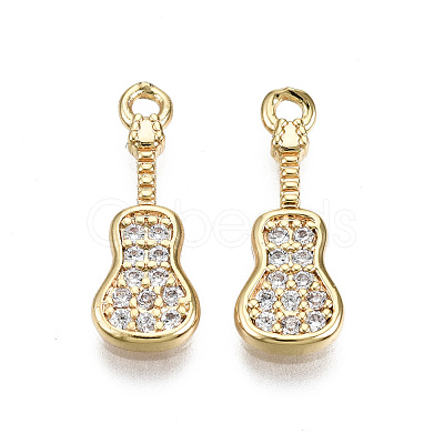 Brass Micro Pave Clear Cubic Zirconia Pendants X-KK-T056-56G-NF-1