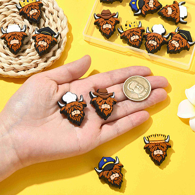 14Pcs 7 Styles Cattle Food Grade Silicone Focal Beads SIL-CJ0003-11-1
