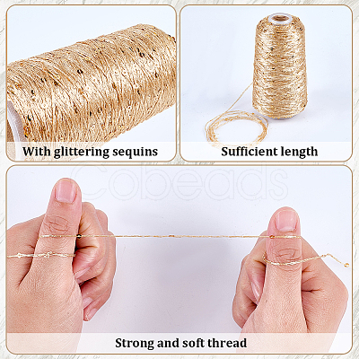 2 Rolls 2 Colors Polyester Sparkle Sequin Yarn OCOR-CY0002-52B-1