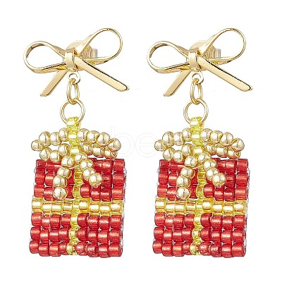 Handmade Glass Seed Beads Dangle Stud Earrings EJEW-MZ00545-01-1