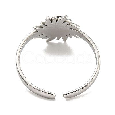 304 Stainless Steel Synthetic Turquoise Cuff Rings G-Z056-01P-01-1
