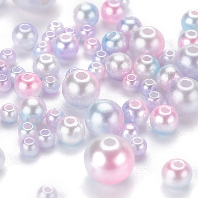 497Pcs 5 Style Rainbow ABS Plastic Imitation Pearl Beads OACR-YW0001-07F-1