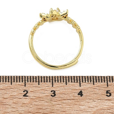 Brass Micro Pave Cubic Zirconia Finger Rings RJEW-C163-05G-1