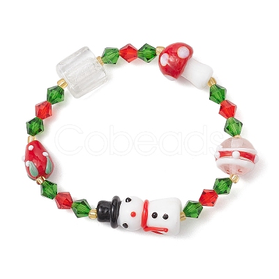 Christmas Bicone K9 Glass Beaded Stretch Bracelets BJEW-MZ00194-1