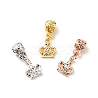 Rack Plating Brass Micro Pave Clear Cubic Zirconia Pendants ZIRC-H125-12-1