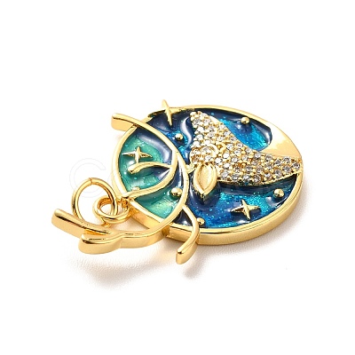 Rack Plating Brass Micro Pave Cubic Zirconia Pendants KK-M230-34G-1