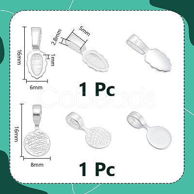 2Pcs 2 Style 925 Sterling Silver Pinch Bails STER-NB0001-14-1