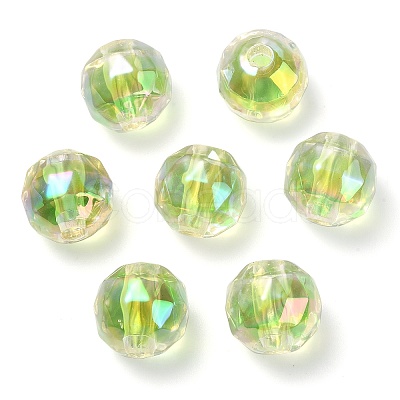 Two Tone UV Plating Rainbow Iridescent Acrylic Beads TACR-D010-06C-1