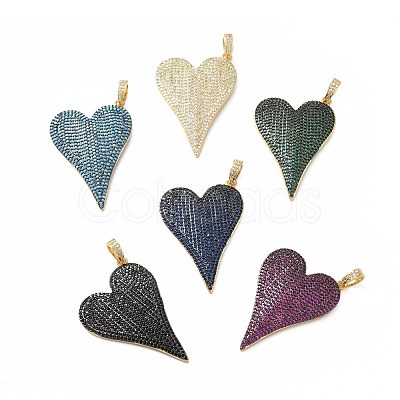 Rack Plating Brass Micro Pave Cubic Zirconia Pendants KK-E281-01G-1