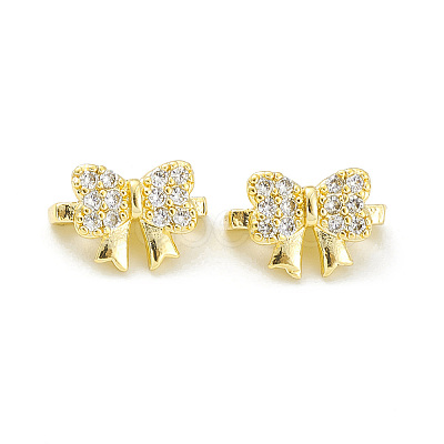 Rack Plating Brass Pave Cubic Zirconia Slide Charms KK-G464-05G-1