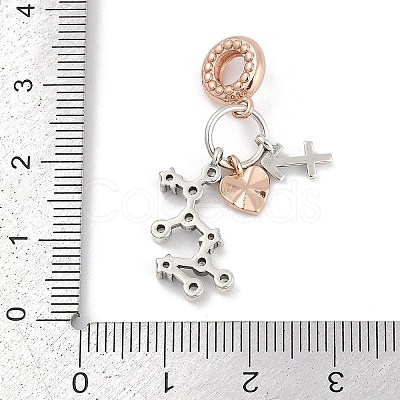 Brass Pendants with Cubic Zirconia European Beads LS-KK-Q015-01K-1