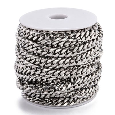 Tarnish Resistant 304 Stainless Steel Cuban Link Chain STAS-B019-02B-P-1