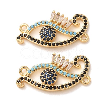 Brass Micro Pave Cubic Zirconia Connector Charms CU-CBA4579-03G-G-1
