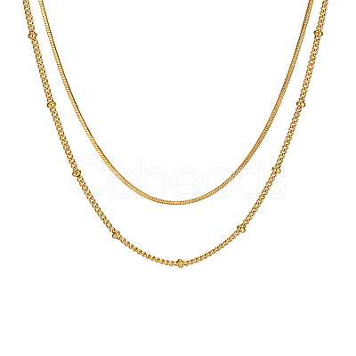 304 Stainless Steel Double-Layer Necklace LS-NJEW-Q321-01G-1