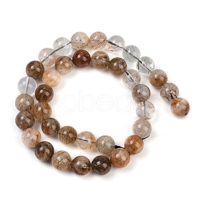 Natural Black Gold Rutilated Quartz Beads Strands G-H093-B03-10mm-1