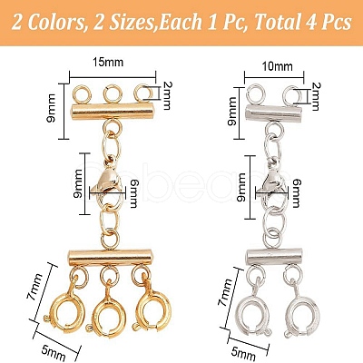 4Pcs 4 Styles Multi-Strand 304 Stainless Steel Lobster Claw Clasps FIND-AB00046-1
