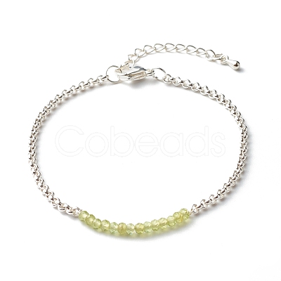 Natural Peridot Beaded Bracelets BJEW-JB06384-05-1