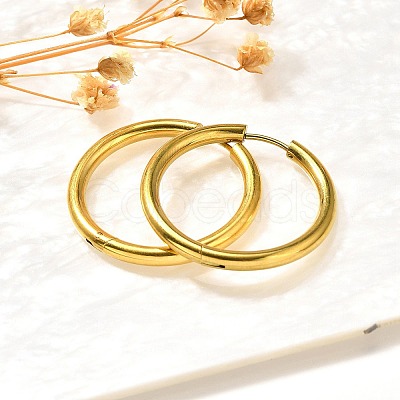 304 Stainless Steel Hoop Earrings for Women EJEW-M068-15D-G-1