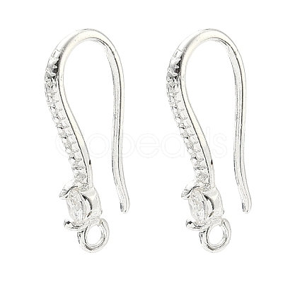 Brass Clear Cubic Zirconia Earring Hooks KK-H532-23S-1