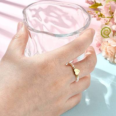 Natural Freshwater Pearl & 304 Stainless Steel Bead Finger Rings RJEW-FS00001-10-1