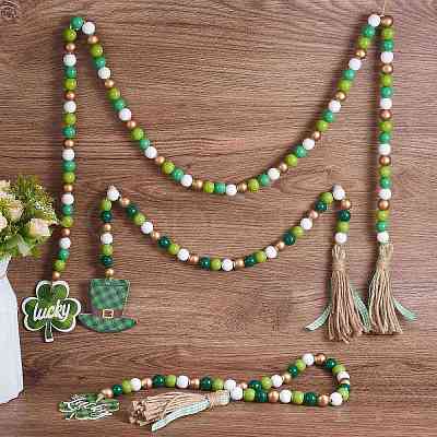 3Pcs 3 Style Wood Beaded Garlands HJEW-SZ0001-37-1