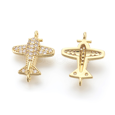 Brass Micro Pave Cubic Zirconia Links KK-F774-13G-NR-1