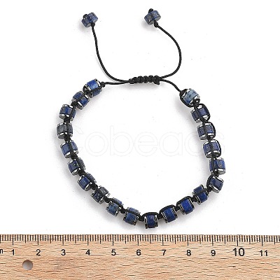 Adjustable Natural Lapis Lazuli and Non-magnetic Synthetic Hematite Braided Bead Bracelets BJEW-Z090-01F-1