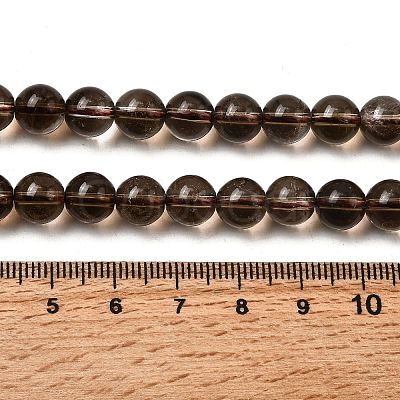 Natural Smoky Quartz Round Beads Strands G-E329-8mm-38-1