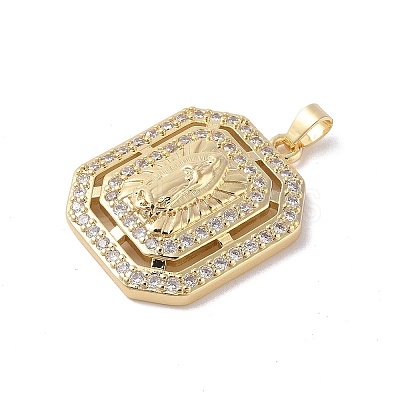 Brass Cubic Zirconia Pendants KK-Z050-32G-01-1