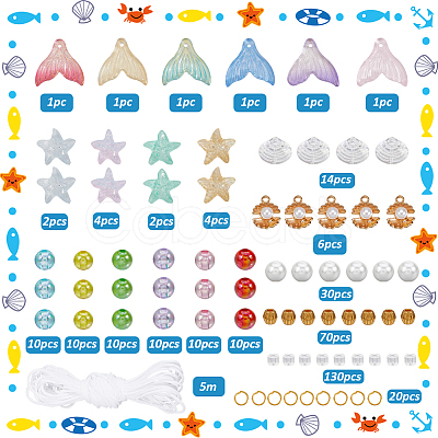 DIY Ocean Theme Acrylic & Glass Mobile Phone Strap Making Kits DIY-SC0028-39-1