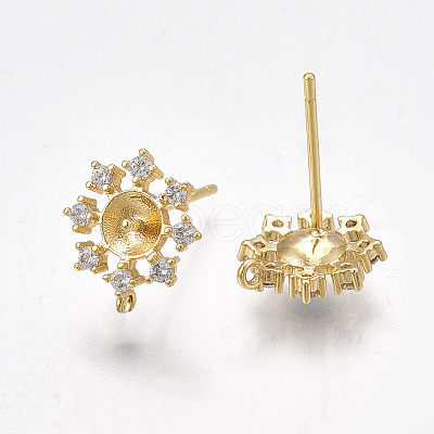 Brass Stud Earring Findings KK-T038-475G-1