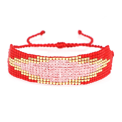 Bohemian Style Glass Seed Beaded Braided Bead Bracelets for Womem TH7948-2-1