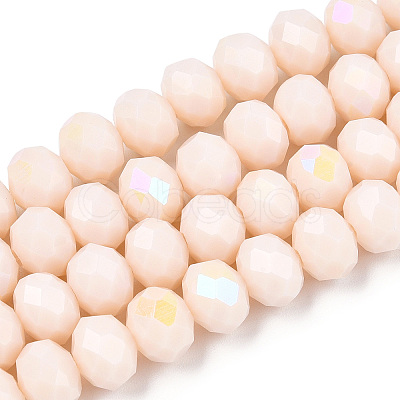 Electroplate Opaque Solid Color Glass Beads Strands EGLA-A034-P4mm-L20-1