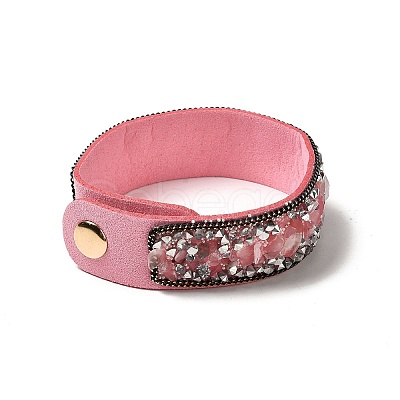 Faux Suede Snap Cord Bracelet BJEW-F428-03-1