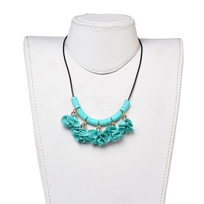 Cowhide Leather Cord Bib Necklaces NJEW-JN02590-04-1