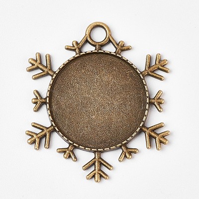 Tibetan Style Alloy Pendant Cabochon Settings PALLOY-WH0014-03AB-1