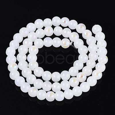 Electroplate Imitation Jade Glass Beads Strands EGLA-Q132-6MM-01B-01-1