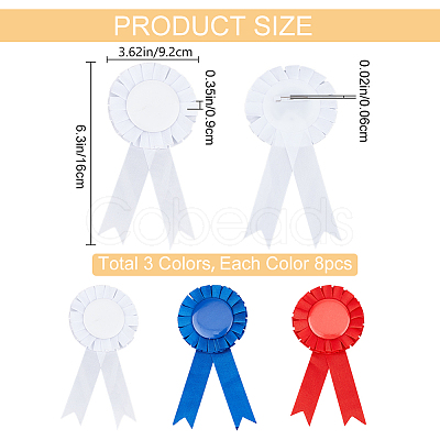 24Pcs 3 Colors Award Ribbon Shape Tinplate Badge Pins JEWB-CP0001-28-1