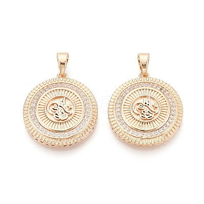 Brass Pave Clear Cubic Zirconia Pendants KK-T081-09G-1