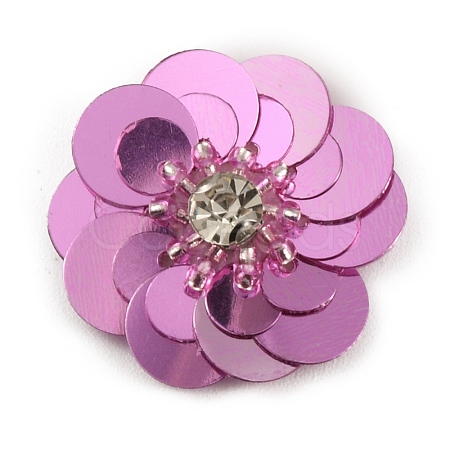 Flower Shape PVC Sequin/Paillette Beading Appliques DIY-WH0308-287I-1
