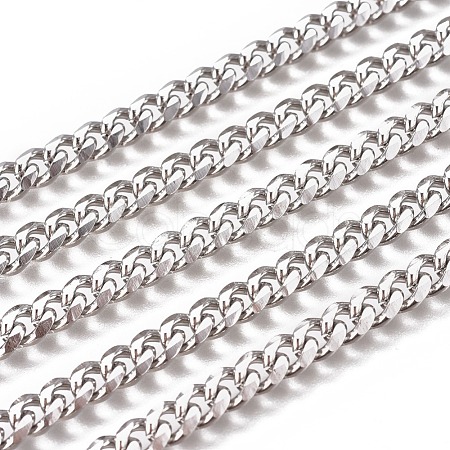 Non-Tarnish Handmade 304 Stainless Steel Cuban Link Chains STAS-F229-07B-P-1