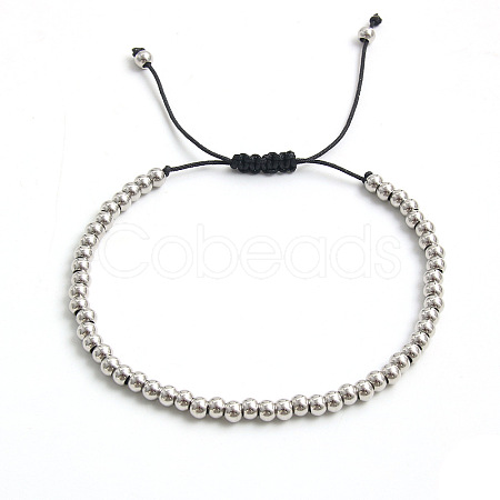 Adjustable Electroplate Titanium 304 Stainless Steel Beads Braided Bead Bracelets for Women Men DG2907-5-1