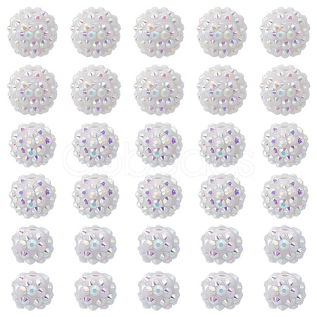 30Pcs 3 Styles Acrylic & Resin with Rhinestone Round Beads OACR-PH0004-27-1