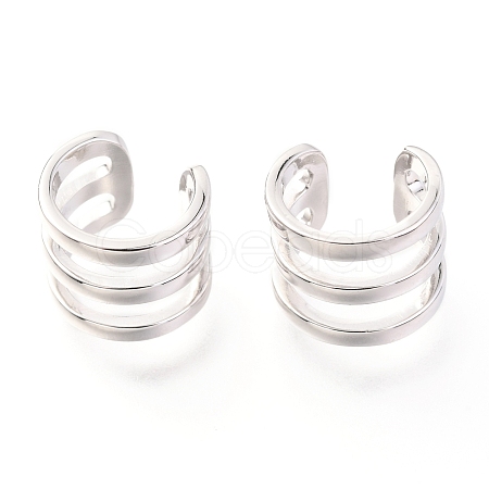 Anti-Tarnish Rhodium Plated 925 Sterling Silver Cuff Earrings EJEW-H124-12P-1