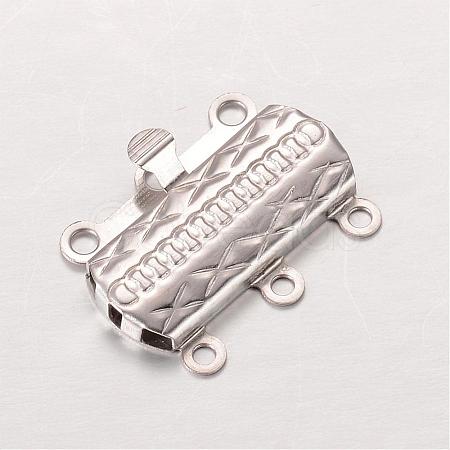 Tarnish Resistant Rectangle 304 Stainless Steel Box Clasps STAS-L183-04-1