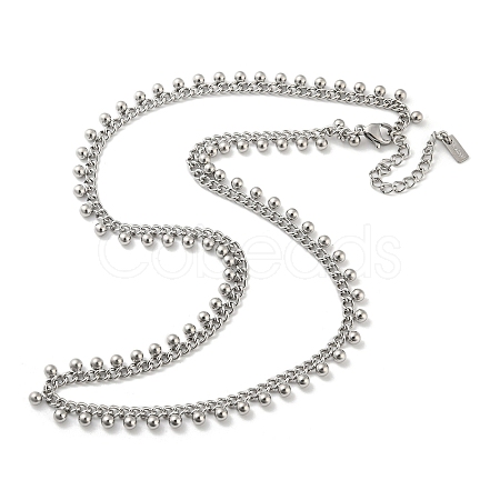 Non-Tarnish 304 Stainless Steel Round Ball Charms Link Chain Necklaces NJEW-G119-01P-1