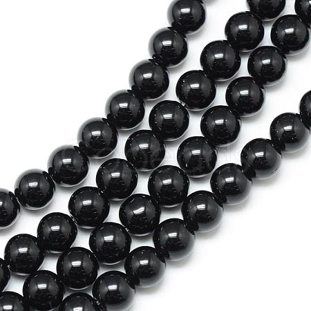 Synthetic Black Stone Bead Strands G-R345-6mm-35-1-1
