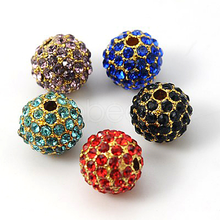 Alloy Rhinestone Beads RB-A034-10mm-G-1