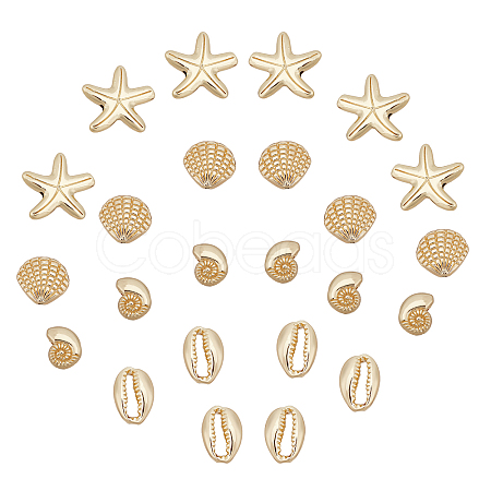 24Pcs 4 Style Alloy Beads TIBEB-CA0001-04G-1